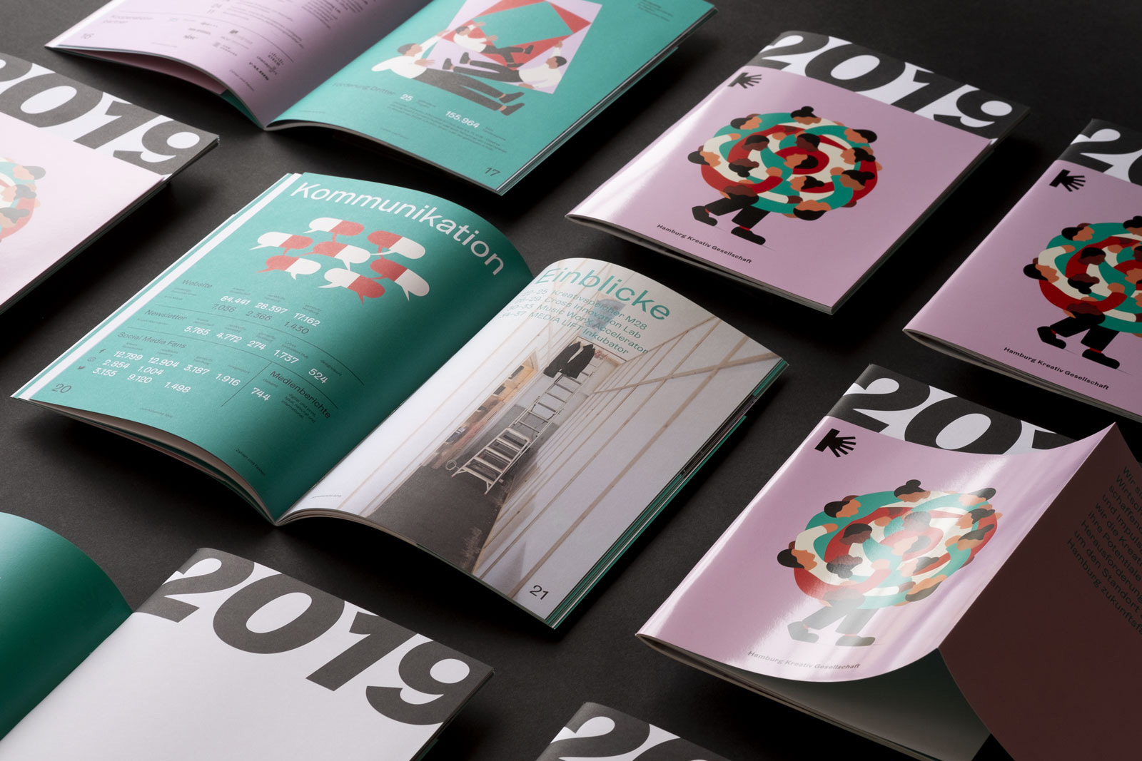Editorial Design und Visual Concept für Jahresbericht 2019 – 2021 Hamburg Kreativ Gesellschaft